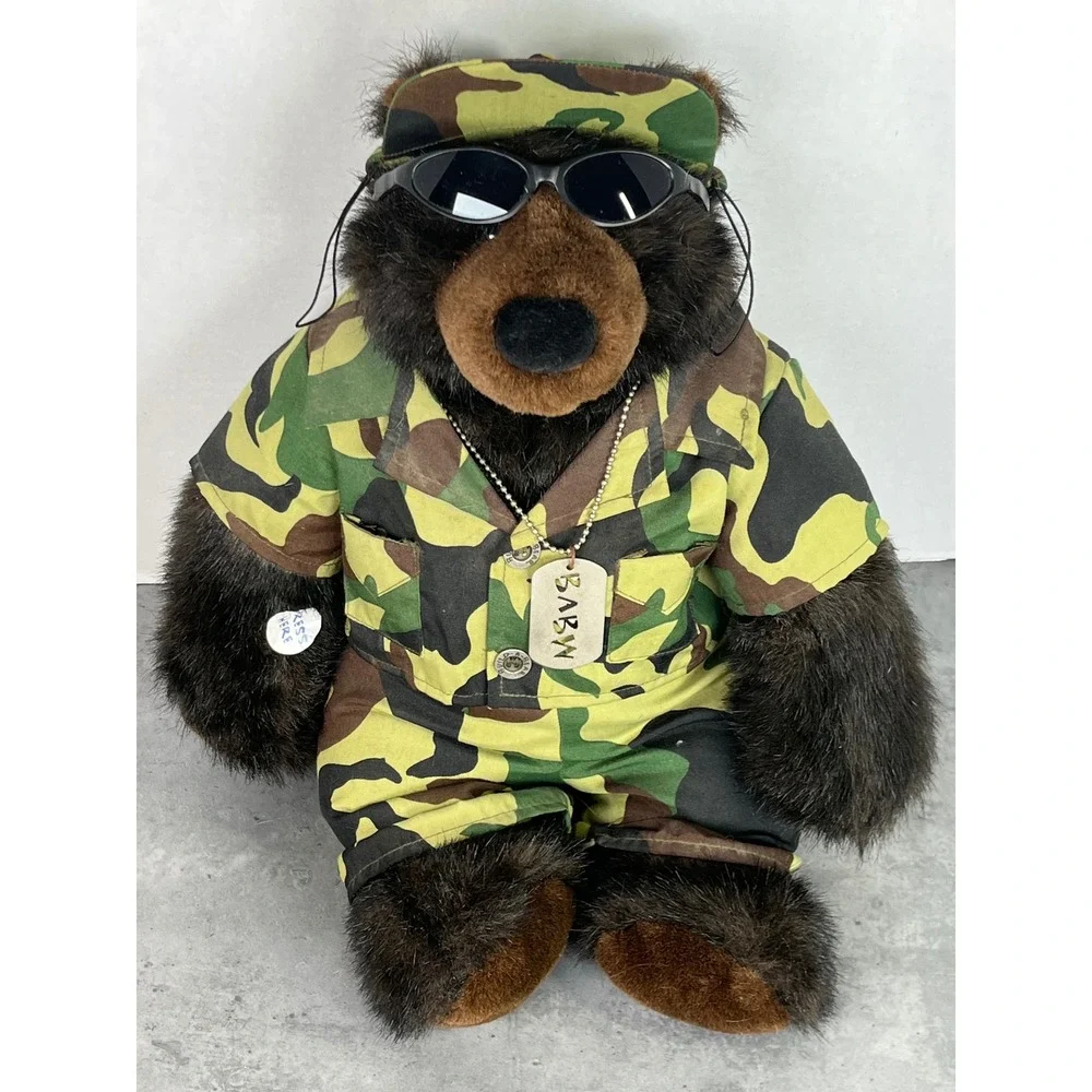 Build-A-Bear Workshop Camo Military Teddy Bear with Sunglasses and‎ Dog Tags